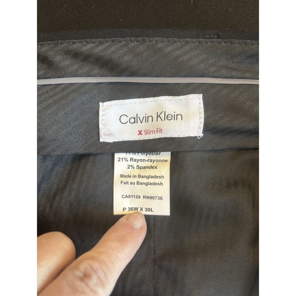 Calvin Klein Jerome Dress Pants Mens 36x30 Black Slim Stretch Work - Picture 15 of 16